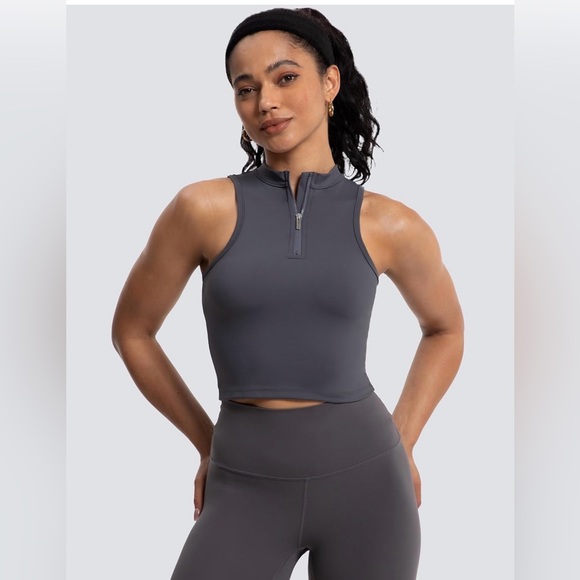 Mathcat Tops - Math cat Gray Sleeveless Zip-Up workout tank